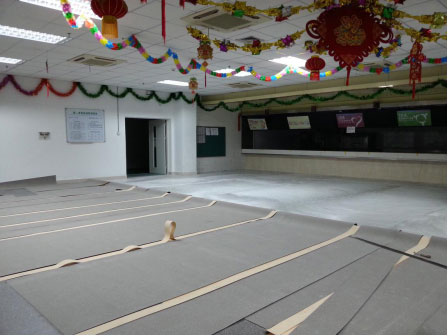 广汽丰田食堂地面防滑改造—胶地板铺设